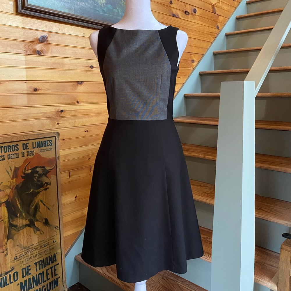 Elegant vintage style 50s and 60s  Black and Gray Sleeveless Dress